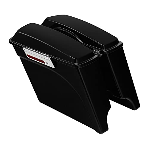 TCMT 5" Hard Saddle Bags Extended Saddlebag Trunk + Lid Latch Keys Fits For Harley Touring FLH FLT Electra Glide Ultra Classic CVO Road King Street Glide Road Glide 1993 1994-2013 - color: Vivid Black Chrome Latches