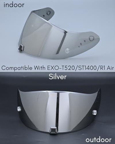 Compatible With EX0 T520 Motorcycle Helmet Visor R1 Air Face Helmet Shield Replacement ST1400 Tinted Visor (Silver) - color: Silver