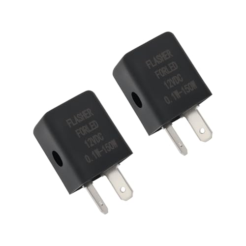 2Pcs 12V Flasher Relay 2 Pin Motorcycle Flasher Relay Led Indicator Relay Audible Beeping Turn Signal Relay for Motorcycle, 0.1-150W Load Capacity