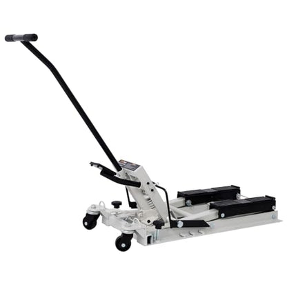 1500 Lbs Capacity Hydraulic Motorcycle Lift Jack - Gray Steel ATV Scissor Lift Table with Wheels and Safety Features