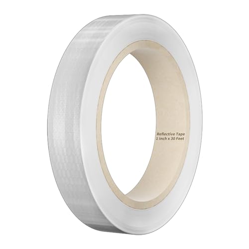 Reflective Tape, 1 Inch x 30 Feet - High Intensity - White Reflective Safety Tape Waterproof Conspicuity for Trailer Reflector Trucks Bikes Baby Strollers Helmets - color: White, size: 1 Inch x 30 Feet