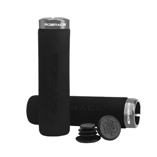 Bike Handlebar Grips,Single Lock On Anti-Slip Foam Mountain Bike Grips,Shock-Absorbing Comfortable,for MTB/BMX/Folding Bicycle - color: gray and black