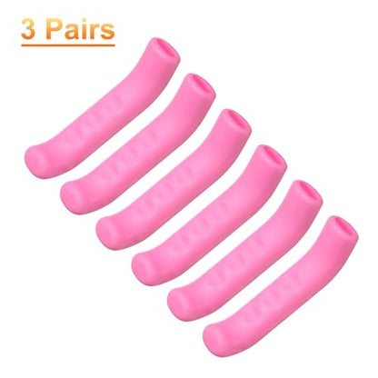 HARFINGTON 3 Pairs Bike Brake Lever Cover Silicone Brake Lever Grip Protector Anti-Slip Brake Handle Protection Covers Sleeve for Mountain Road Bike Cycling, Pink - color: Pink