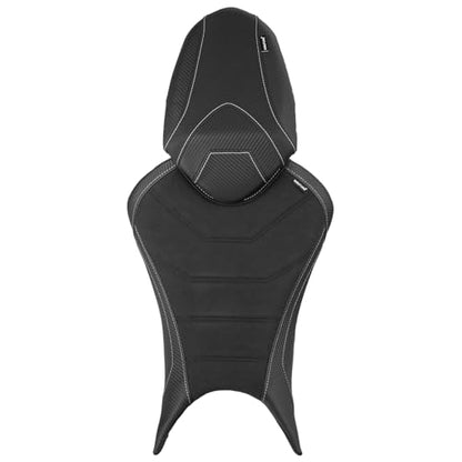 Motorcycle Rider & Passenger Seat Fit for Triumph Street Triple 765 R/RS 2023 2024 2025 2026, Leather Front Rear Saddle Solo Cushion Pillion Pad, Black - color: Black - Front & Rear