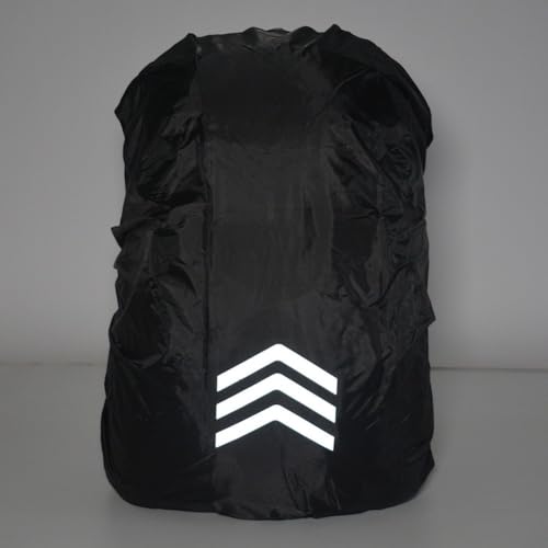 Reflective Backpack Rain Cover Waterproof Bag for 8-70L Hiking Camping Cycling Night Safety with Elastic Straps Black(XS) - size: XS