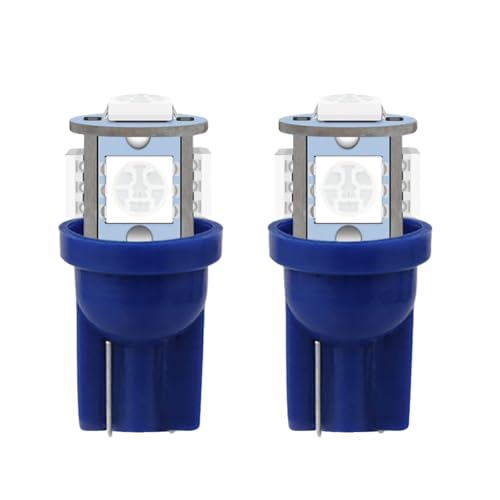 2PCS 194 LED Bulbs Tag Lights for License Plate, Wedge 168 T10 2825 5SMD LED Bulb 5050 Chips 6000K Blue, 12V Bulb Replacement for Car Interior Dome Map Door Courtesy License Plate Lights Lamp (Blue) - color: Blue