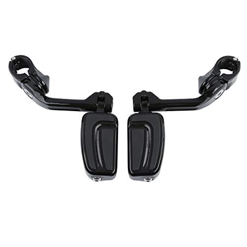 XFMT Motorcycle Highway Pegs 1.25" Long Angled Highway Footpeg Adjustable Footrest Fit For Harley Road King Street Glide Electra Glide Softail Sportster with 1 1/4" Engine Guard, Black - color: Black Style 4, size: Long Angled