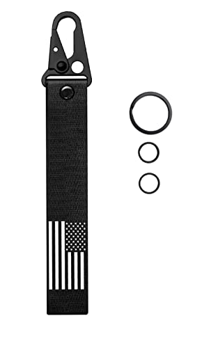 Dsycar American Flag Keychain Clip, Personalized Flag Keychain Tag Carabiner Key Chains Key Ring Clip Gift for Men and Women - color: Black/White