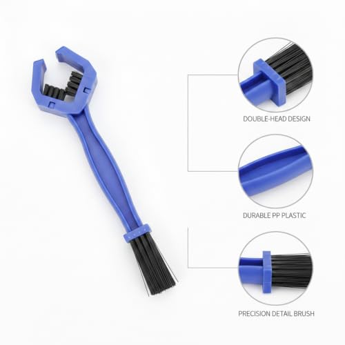 Double-Headed Bike Chain Brush - Durable PP Plastic Drivetrain Tool for Bicycle & Motorcycle Care - color: Blue