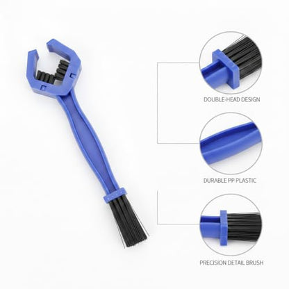 Double-Headed Bike Chain Brush - Durable PP Plastic Drivetrain Tool for Bicycle & Motorcycle Care - color: Blue