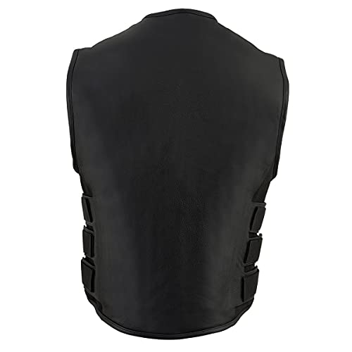 Milwaukee Leather Men's Classic Collarless Motorcycle Biker Rider Leather Vest |MLM|SH - color: Mlm3500-black, size: 5X-Large