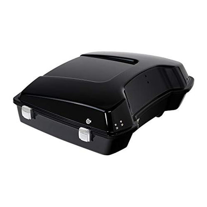 TCMT 5.5" Razor Motorcycle Trunk Box W/Latch Key Fits For Harley 1997-2013 Road King Road Glide Street Glide Electra Glide Pack - color: Chrome Lacthes Trunk