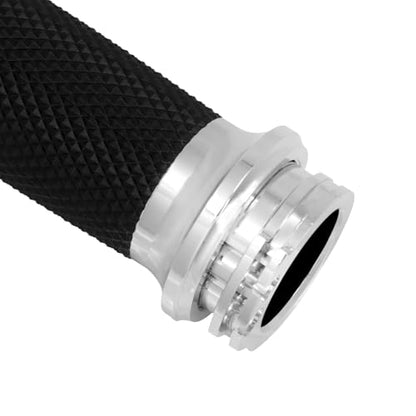 Motorcycle 1" Hand Grips Handlebar Grips Cable Throttle Fit for Harley Touring Street Glide Road King Road Glide Electra Glide Dyna Softail - color: #5 Chrome
