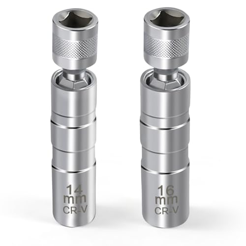14mm & 16mm Spark Plug Socket, 3/8-inch Drive 12 Points 1mm Thin Wall Spark Plug Socket Removal Tool, Automotive Magnetic Swivel Spark Plug Socket Set, Car Accessories
