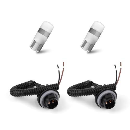 License Plate Light Socket with 6000K LED Bulbs | For Chevy Silverado Tahoe Suburban 1500 GMC for Cadillac, Rear Tag Lamp Wire Harness Pigtail Assembly - color: Bulbs&Wire Harness