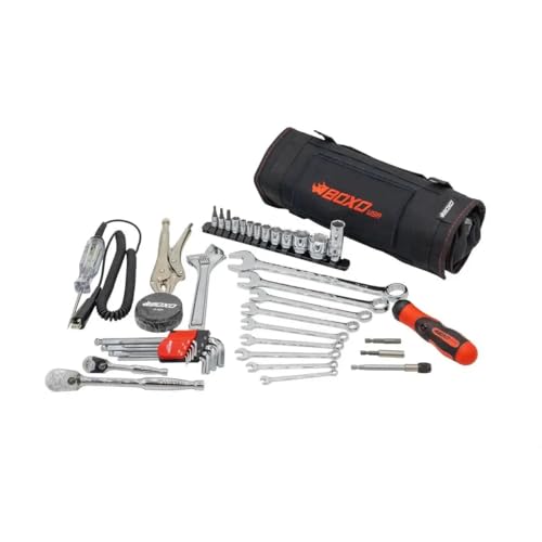 SR1 Performance Boxo USA Motorcycle Tool Kit - 48-Piece Compact Tool Roll for Harley Davidson, Indian Motorcycles, and other V-Twin Brands - size: 48-Piece Motorcycle