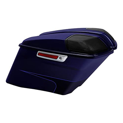 HR3 Zephyr Blue/Black Sunglo 4" Stretched Saddlebags w/Speaker Lids Compatible with 2020 Road Glide Special Road Glide Limited Street Glide Special Ultra Limited (Replace for OEM) - color: Zephyr Blue / Black Sunglo