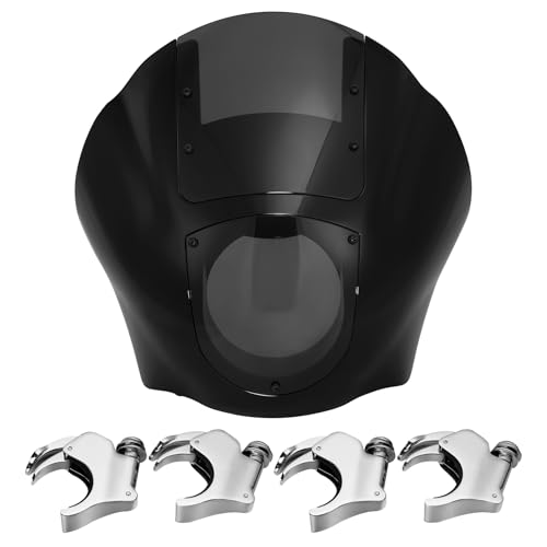 TCMT Quarter Fairing Smoke Windshield Windscreen 49mm Fork Clamp Fit For Harley Dyna FLST Sportster XL 883 1200 - color: Smoke Windshield, size: 49mm Chrome Clamps