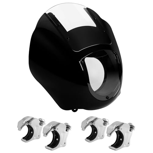 TCMT Quarter Head Fairing Windshield w/39mm Fork Clamp Fit For Harley Sportster XL1200 883 48 72 Dyna Low Rider Street Bob Wide Glide Fat Bob - color: Clear Windshield, size: 39mm Chrome Clamps