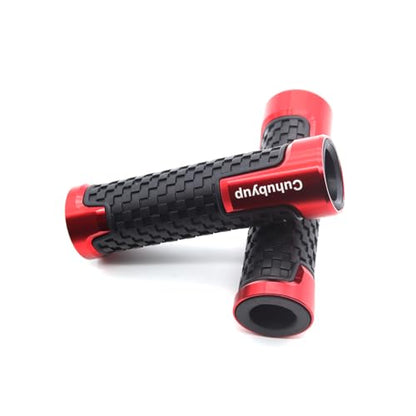 Motorcycle Handlebar Grips,CNC Aluminum Rubber Hand Grips Red