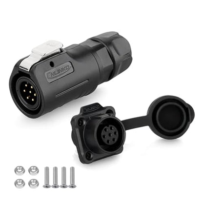CNLINKO M12 Waterproof Connector PBT Plastic DC 12V Cable Panel Mount for AV System (7 Pin) - size: 7-Pin, style: Plug without Cable