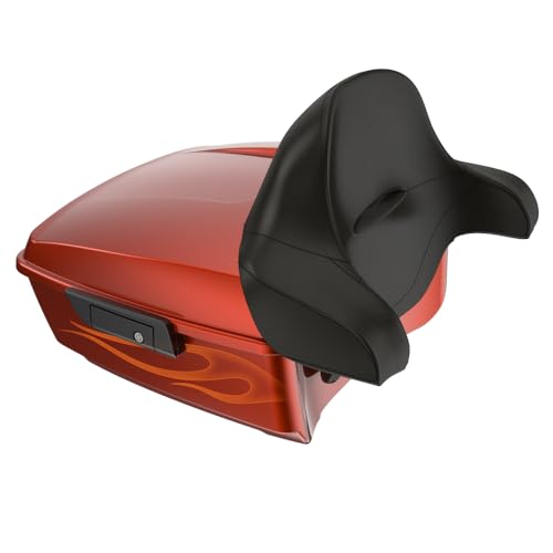 Advanblack 2025 Road Glide King Tour Trunk Pack Black Latch Wrap-Around Backrest Compatible with 1997-2025 Harley Touring Road Glide, Street Glide, Electra Glide (Whiskey Firestorm) - color: Whiskey Firestorm