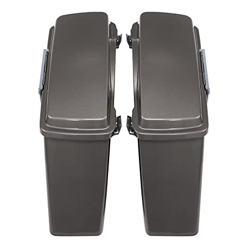 SLMOTO Hard Saddlebags Saddle Bags Trunk W/Chrome Latches For Harley Touring Road King Road Glide Street Glide Electra Glide 1994-2013 Pewter Pearl Motorcycle ABS - color: Glossy Painted(Chrome Latches)