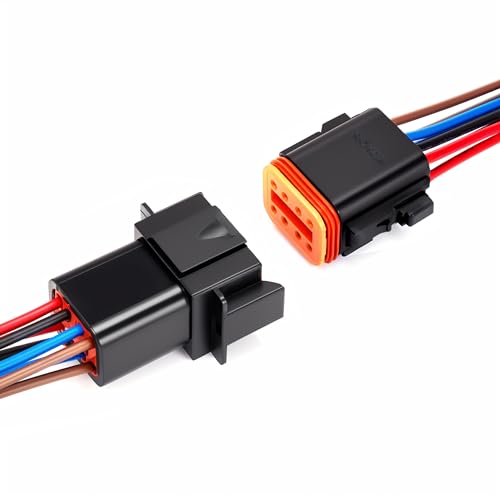 8 Pin Waterproof Connector,8 Wire Electrical Car Auto Connector,With 20CM 16AWG Long Male Female Plug Quick Disconnect Wire Connectors for Car Truck Motorcycle Marine Boat(1 Pairs Black) - size: DT 8P