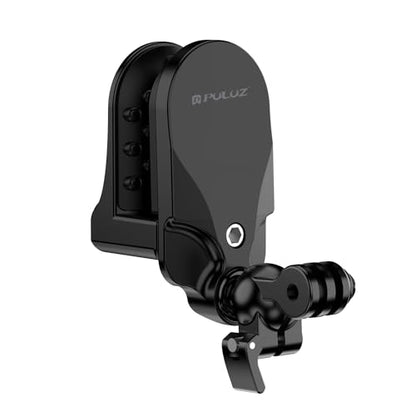 PULUZ Motorcycle Helmet Chin Clamp Mount Camera Mount for Gopro Hero 12 11 10/ Insta360 X3 / DJI Action 4, 360 Rotation Action Camera Holder for Helmets Stable Fast Release Riding Cycling