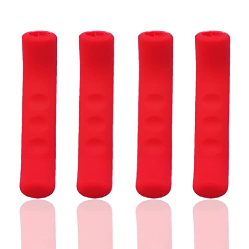 4 Pcs Bicycle Brake Levers Sleeve Silicone Gel Anti-Slip Brake Handle Protection Cover 2 Pair (Red) - color: Red