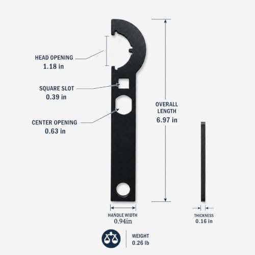 Carbon Steel Hook Spanner Wrench, 3/8-Inch Drive Wrench for Steering Stem Nut and Slotted Round Nut Removal, Installation and Tightening