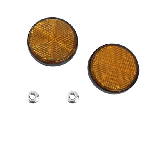Dweekiy Orange Round Reflector,2 Pcs Round Reflector Universal Motorcycle Bike Red Reflector PMMA Material