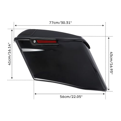 TCT-MOTORPARTS Vivid Black 4" Extended Hard Saddlebags Fits for Harley Touring Ultra Limited 2014-Up - color: Vivid Black w/ Black Latches