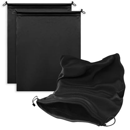 Microfiber Drawstring Bags, Multi-Size Soft Protective Pouches for Shoes, Ski Goggles, Sunglasses, Handbags & Camera Lenses - color: Black