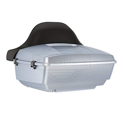 Advanblack Barracuda Silver Denim King Tour Trunk Pack, Black Mount Bracket, Top Luggage Rack, Orange Trunk Pak Liners Fit for 09-Later Harley Touring, Road Glide, Street Glide Special, Electra Glide - color: Barracuda Silver Denim