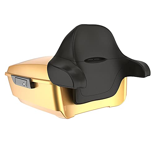 Advanblack King Tour Trunk Pack, Black Mount Bracket & Top Luggage Rack Fit for 2009-Later Harley Touring, Road Glide, Street Glide Special, Road King, Electra Glide (Black Hills Gold) - color: Black Hills Gold