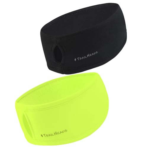 TrailHeads Womens Ponytail Headband - Moisture Wicking Hair Headband for Running, Winter, Workout - Athletic Headband Women - color: black - hi vis