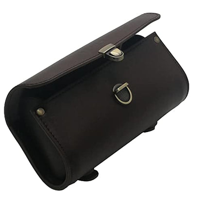 WUYAN Bike Handlebar Leather Bags Under Seat Retro Classical Mountain MTB Road Bike Leather Bag for Cell Phone， Saddle Tail Rear Pouch Seat Storage Cycling Case Carry Accessories - color: Dark coffee