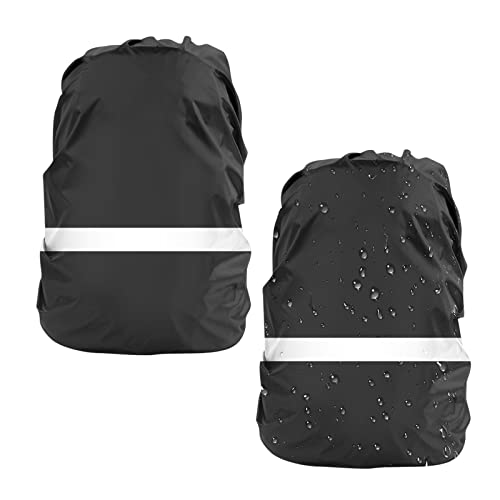 LAMA 2 Pack Waterproof Rain Cover for Backpack, Reflective Rucksack Rain Cover for Anti-dust/Anti-Theft/Bicycling/Hiking/Camping/Traveling/Outdoor Activities (2 Pcs Black, S) - color: 1 Pcs Black + 1 Pcs Black, size: S (For 18L-25L backpack )