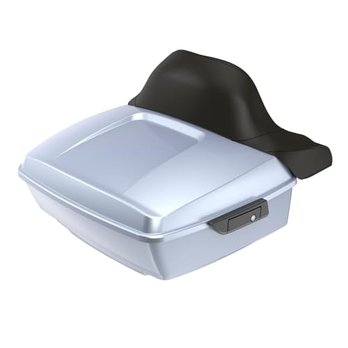 Moto Onfire King Tour Trunk Pack For 2009+ Harley Touring - Atlas Silver Metallic, Black Detachable Mounting Rack, Backrest & Black Trunk Liners - color: Atlas Silver Metallic, size: King Tour Trunk Pack, Mount Rack & Black Liners