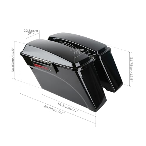 TCMT Hard Saddle bags Trunk W/Lid Latch Key & Liners Carpet Insert Fits For Harley Touring CVO Road Glide Road King Street Glide Electra Glide Ultra Classic 1994-2013 - color: Vivid Black Black Latches#A