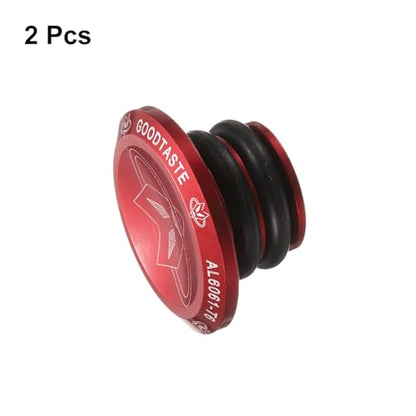 HARFINGTON Bar End Plugs Aluminum Handlebar End Caps Bike Plugs 0.57oz with Matching Rings for MTB Road BMX Fixed Gear Bike, Red - color: Red