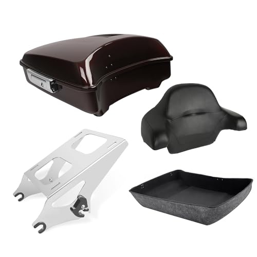 TCT-MOTORPARTS Chopped Luggage Trunk w/Wrap-Around Backrest Pad Two-Up Mounting Rack Fit For Harley Street Glide Special 2018 Twisted Cherry - color: Fit for Twisted Cherry #3