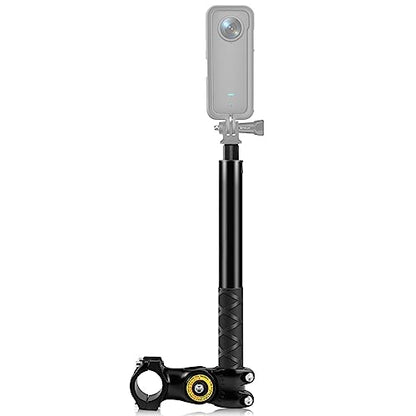 Andoer Bike Selfie Stick Handlebar Mount, Motorcycle Bike Selfie Stick Handlebar Mount Camera Bracket 27.9cm-113.5cm Adjustable Length with 1/4 Inch Screw Replacement for INSTA360 X2/X3