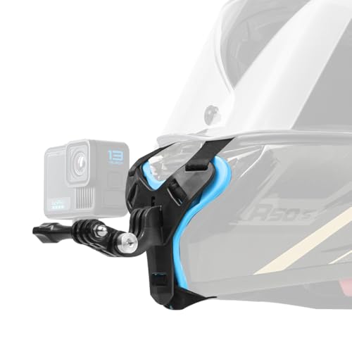 SOH Motorcycle Helmet Chin Strap Mount Dirt Bike Holder Mounting Motorcycle Helmet Camera Mount Compatible with GoPro 13, 12, 11, 10, 9, 8, DJI Action 5Pro,4,3, Insta 360/AKASO and more Action Cameras