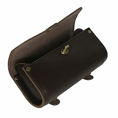 WUYAN Bike Handlebar Leather Bags Under Seat Retro Classical Mountain MTB Road Bike Leather Bag for Cell Phone， Saddle Tail Rear Pouch Seat Storage Cycling Case Carry Accessories - color: Dark brown