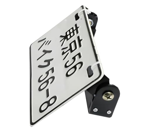 iJDMTOY 180-Degree Angle Adjustable Black Finish Aluminum License Plate Mount Bracket Flipper Compatible with Motorcycle Bike ATV Dirty Bike