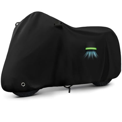 Motorcycle Cover Waterproof for Kawasaki KLR 650/R 1250 GS/Honda Africa Twin/V-Strom 1050XT, Heavy Duty Outdoor Sun UV Rain Dust All Weather Motorbike Cover with Soft Cotton Lining & Lock Hole-Balck - size: KLR 650