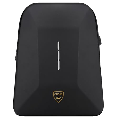 GDM Motorcycle Hard Shell Backpack, Water Resistant Gear Bag, Black
