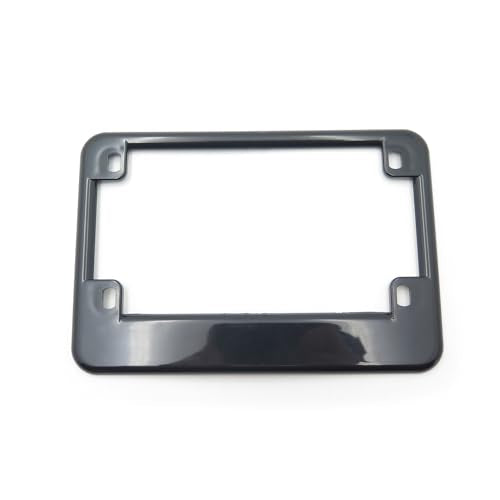 SKULL PIVOT- Black Finish Flat Extra 1" Width Motorcycle License Plate Frame - Universal Compatible with Any Motorcycle - color: Black, size: Extra wide